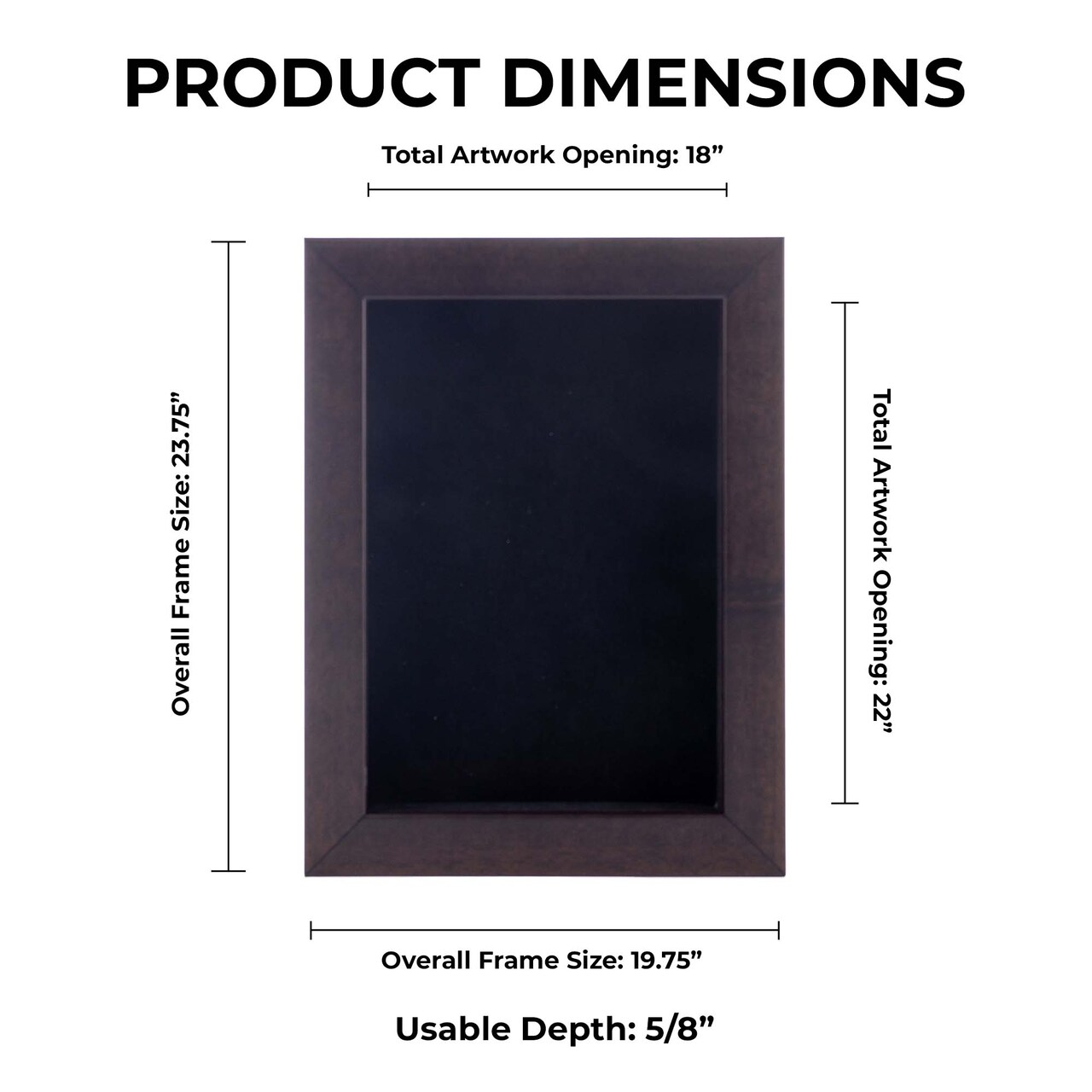 Rich Dark Brown Wood Shadow Box Frame with Acrylic Front - Black Suede Backing, 30 Sizes